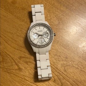 White Fossil Watch